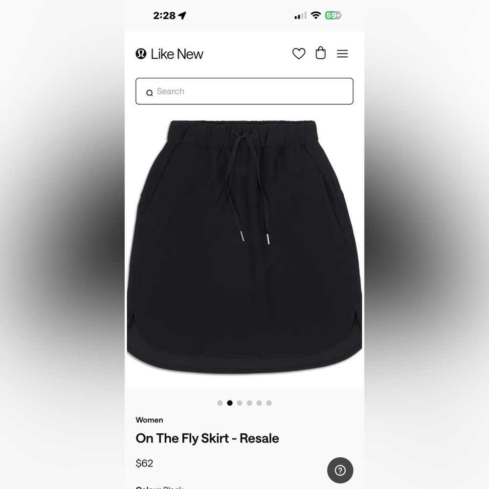Lululemon Athletica black Skirt- On the fly with pockets